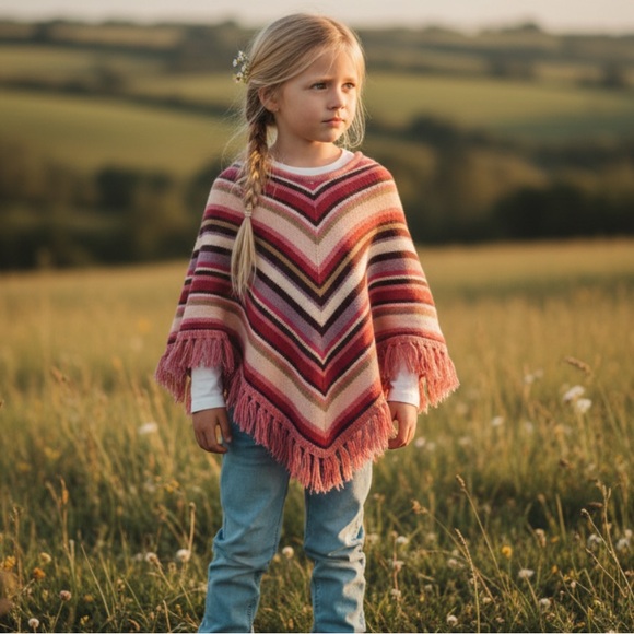 Vintage Other - Vintage Kids Gap Fringe Colourful Striped Boho Cottagecore Sweater 12-18 Months